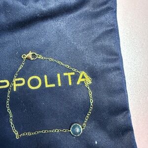 Ippolita Gold Chain Bracelet with Blue Stone